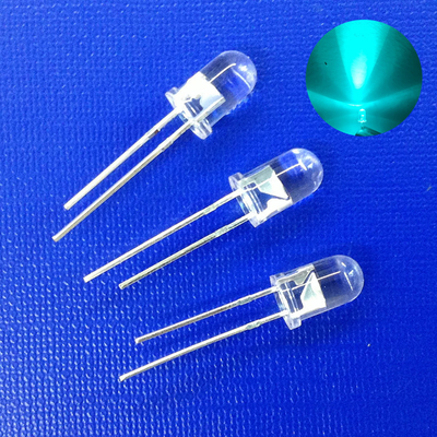 Semáforo de la serie 5mm LED Antirrusta Color verde azulado Lente clara Bajo 500nm alambre de oro para la señal de cruce peatonal