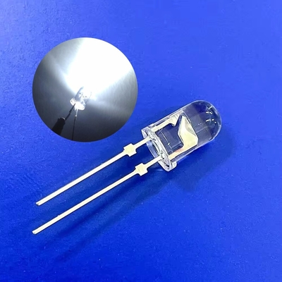 Luz de advertencia de tránsito LED 5mm 45deg Color blanco 9000K 22000mcd Lente clara con corta