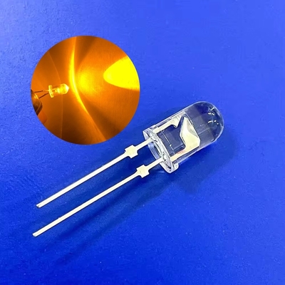 5 mm de color amarillo de tráfico 595nm 12000mcd de oro alambre redondo cabeza de alfiler con corta