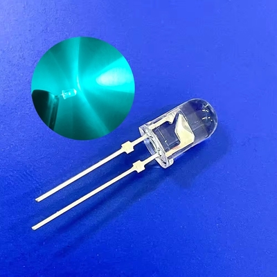 5 mm luz de advertencia de tráfico LED diodo 500nm color verde azulado 13800mcd pines cortos del pararrayos