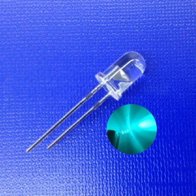 Luz de advertencia de tráfico de 5 mm Diodo LED 45 grados 500nm Color verde azulado 15000mcd Forma redonda Lente clara