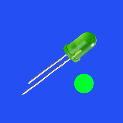 5mm 2Hz 1/8 Ciclo de trabajo 12V Tintado Color Verde Brumoso 520nm 2000mcd 60deg Resistor LED intermitente integrado